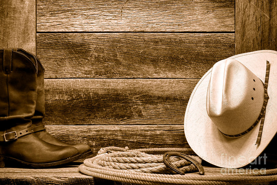 Rodeo Still Life - Sepia Photograph by Olivier Le Queinec