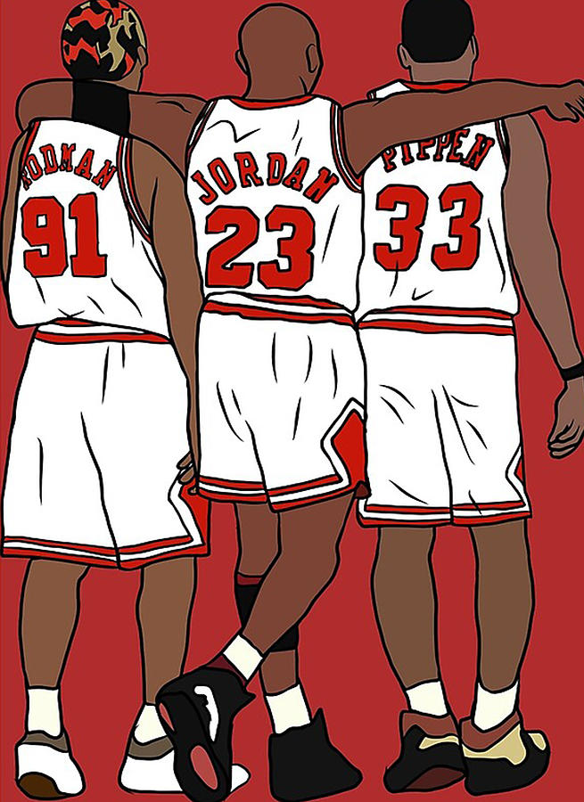 Michael Jordan Scottie Pippen Dennis Rodman Basketball Print Posters Canvas  Wall Art Pictures for Living Room No Frame