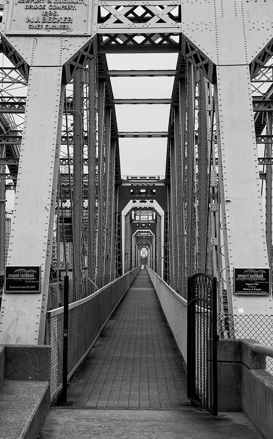Roebling Bridge Walkway Black And White Photograph by Dan Sproul