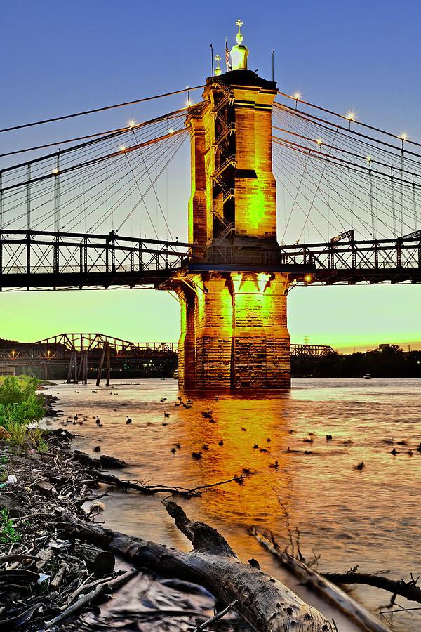 Roebling Sunset And Night Lights Photograph
