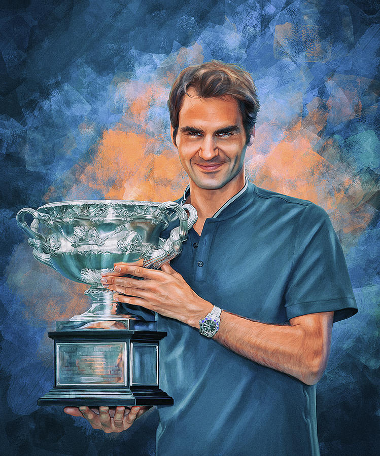 Roger Federer Australian Open 2017 champion with Trophy Cup port