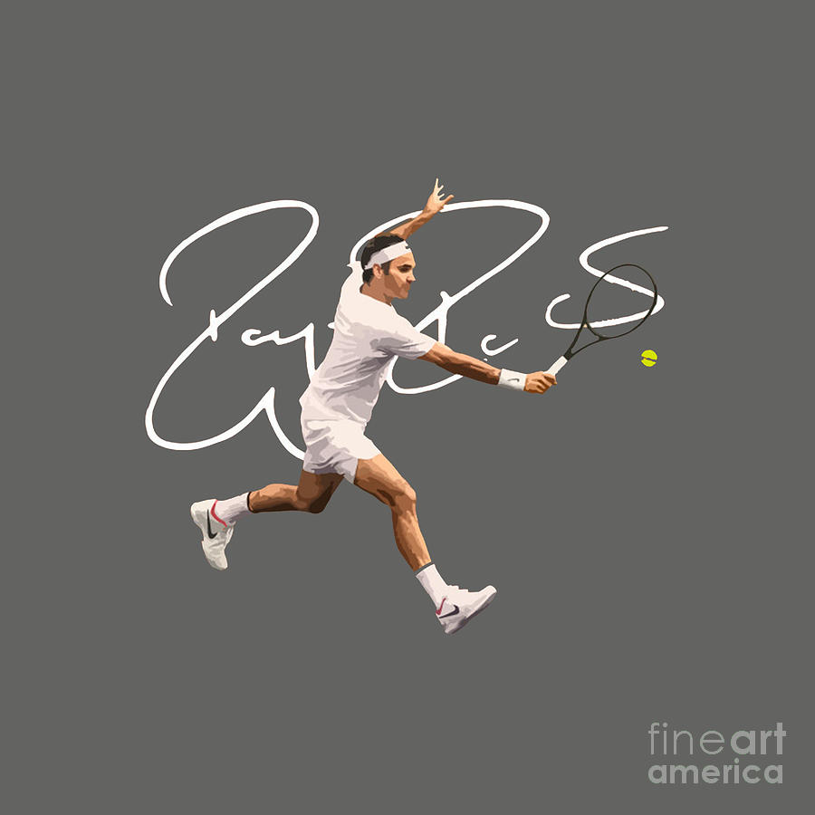 Roger Federer Autograph Drawing by Sabar Mandala