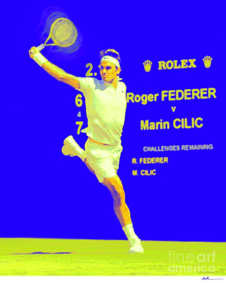 Federer Painting - Roger Federer Backhand by Jack Bunds