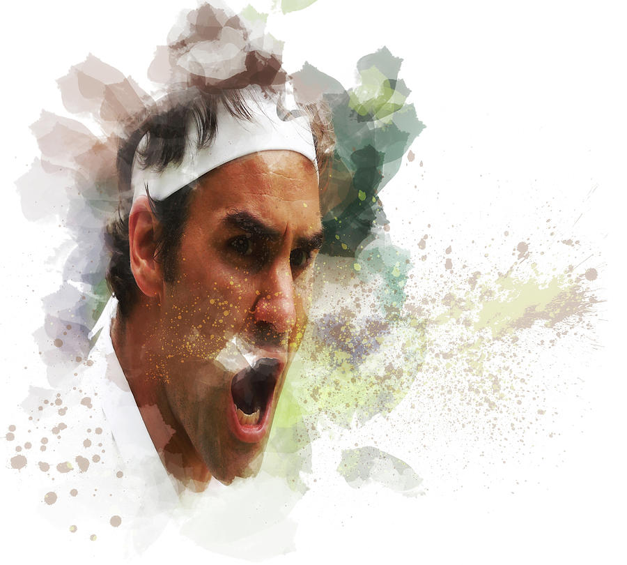Roger Federer Match Point Mixed Media by Brian Reaves