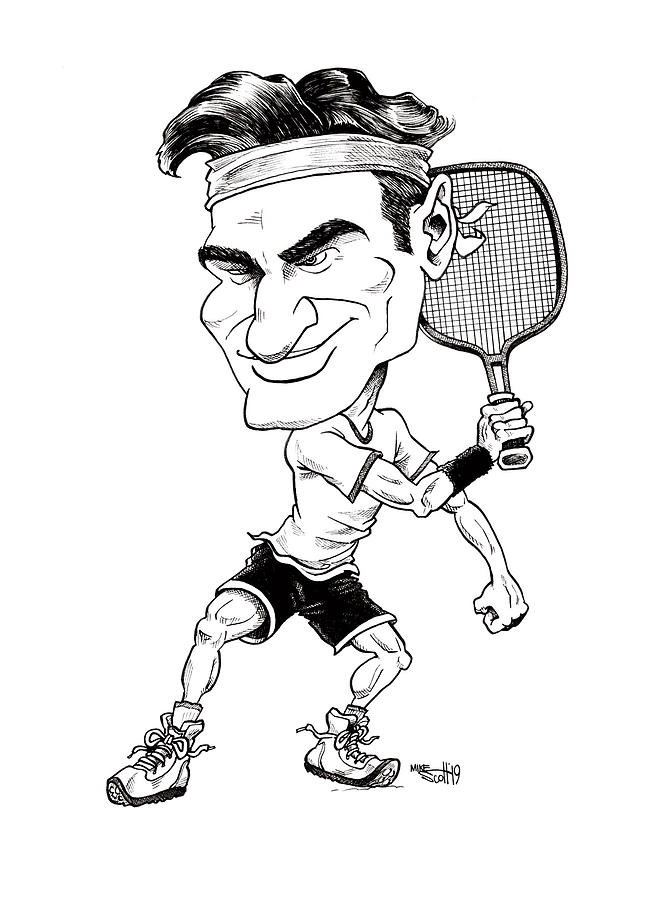 Roger Federer Drawing by Mike Scott