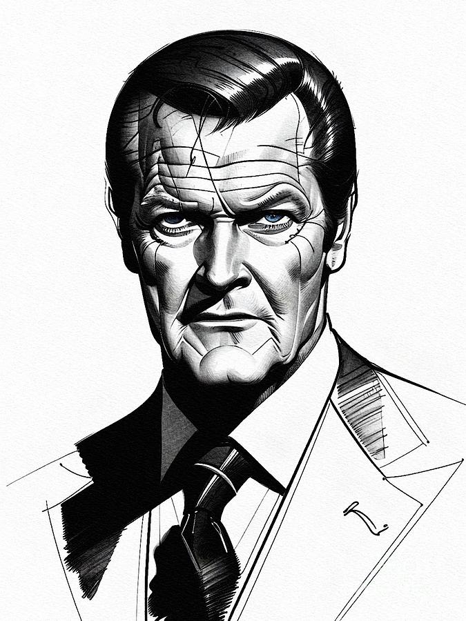 Roger Moore, Movie Legend Painting by Sarah Kirk - Fine Art America