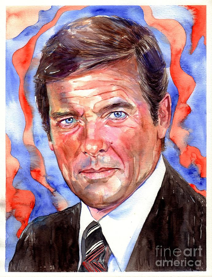 Roger Moore Painting - Roger Moore Watercolor by Suzann Sines
