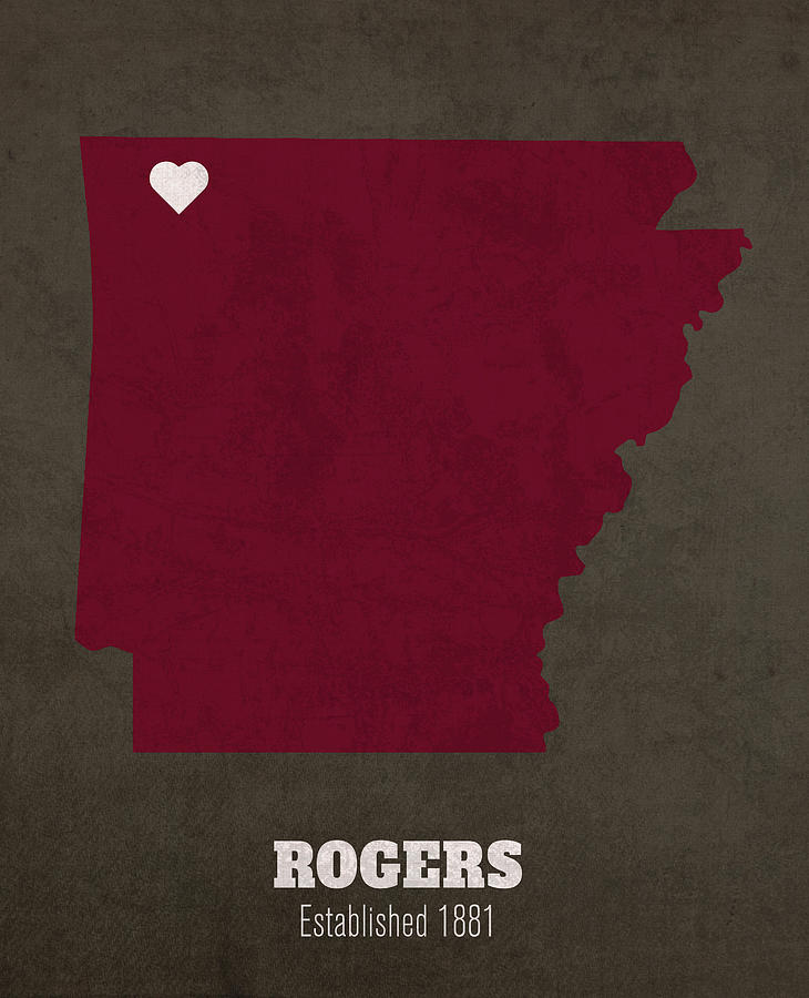 Rogers Arkansas City Map Founded 1881 Arkansas State University Color