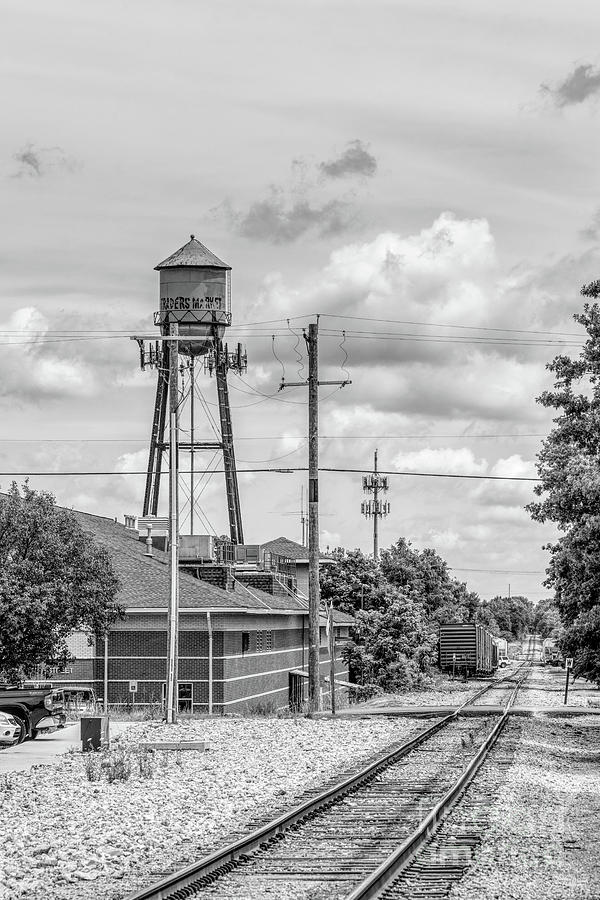 Rogers Arkansas Red Water Tower Grayscale Photograph by Jennifer White