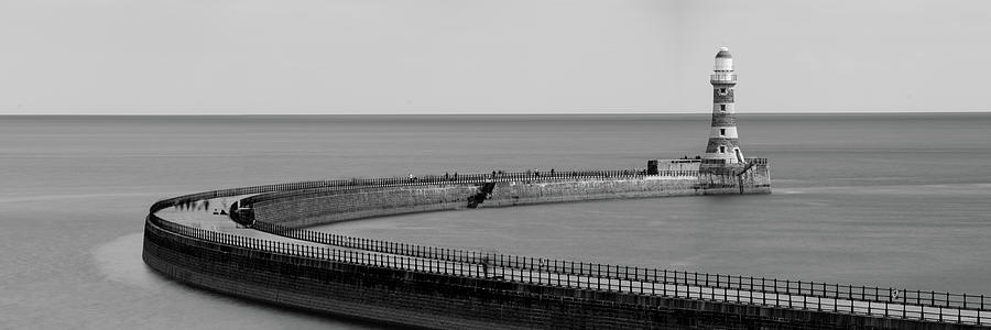 Roker Pier Lighthouse Black and white Photograph by Sonny Ryse