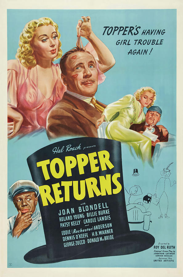 ROLAND YOUNG and JOAN BLONDELL in TOPPER RETURNS -1941-, directed by ROY DEL RUTH. Photograph by Album