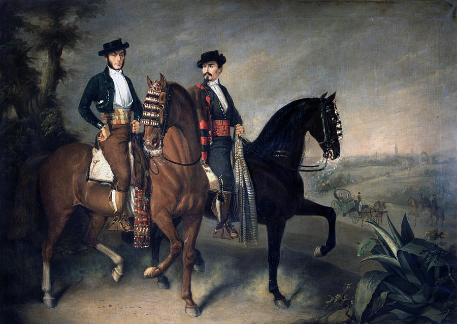 Roldan And Martinez, Jose. Spanish Painter. Seville 1808 - 1871. the Two Caballistas, Oil. Prov... Painting by Jose Roldan Y Martinez Roldan And Martinez, Jose. Spanish Painter. Seville 1808 - 1871. the Two Caballistas, Oil. Prov... Painting by Jose Roldan Y Martinez