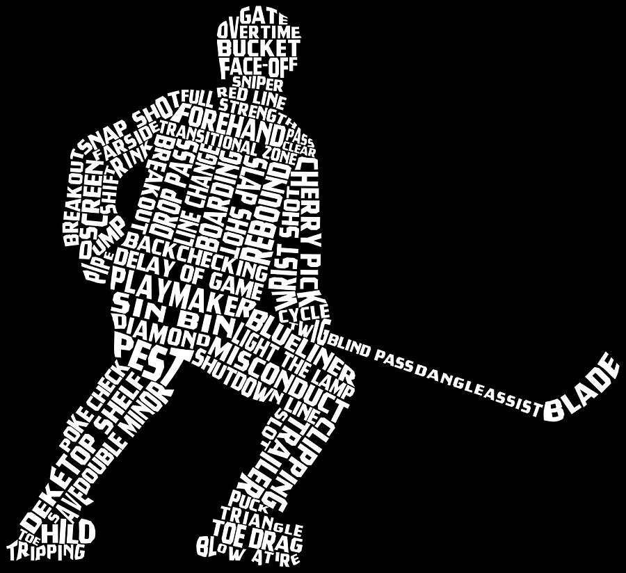 Roller Hockey Player Word Art Inline Hockey boy Painting by Karl Davies