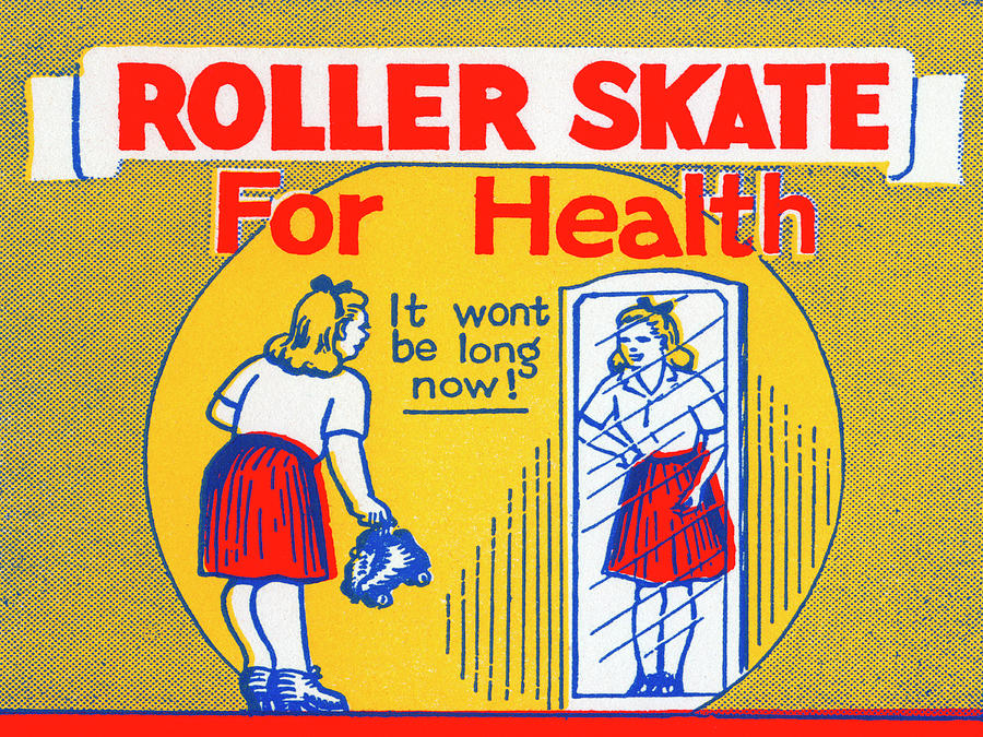 Vintage Drawing - Roller Skate for Health by Vintage Roller Skating Posters