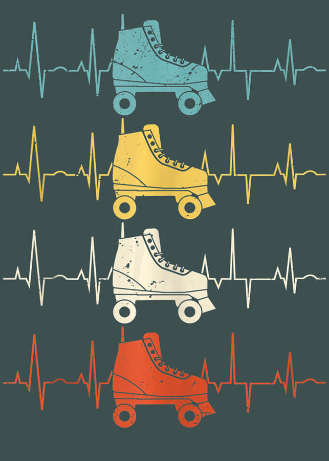 Roller Skate Heartbeat Skater Skating Retro Vintage 70s 80s Digital Art By Thoai Dan Ngo Pixels 3778