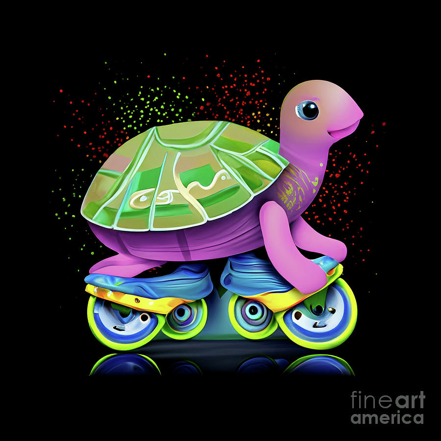 Roller Skating Turtle Digital Art by Dr Debra Stewart's Gallery - Fine ...