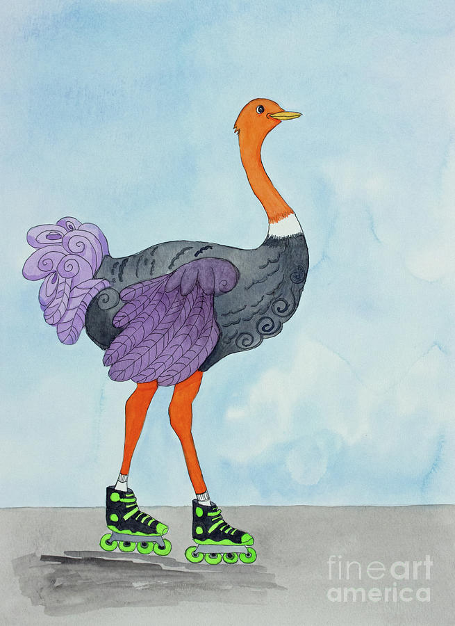 Rollerblade Ostrich Painting by Norma Appleton