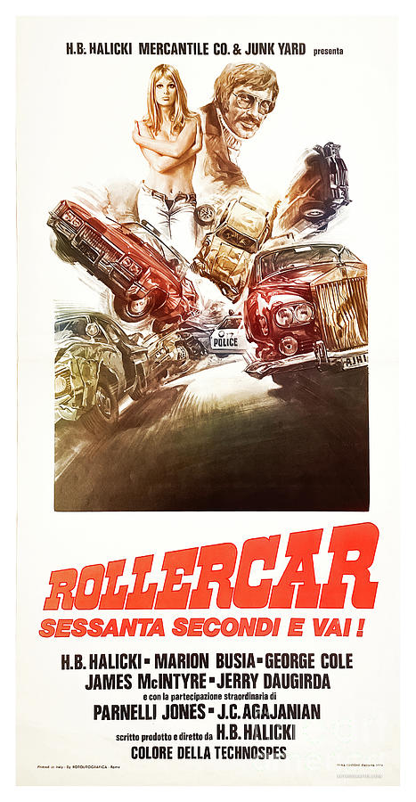 Rollercar 1970s movie poster Mixed Media by Retrographs