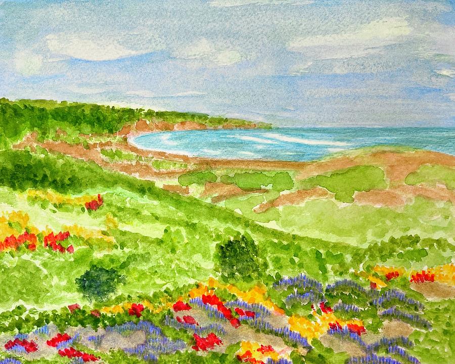 Rolling Hills Along a Seashore  Painting by Kirsten Giving