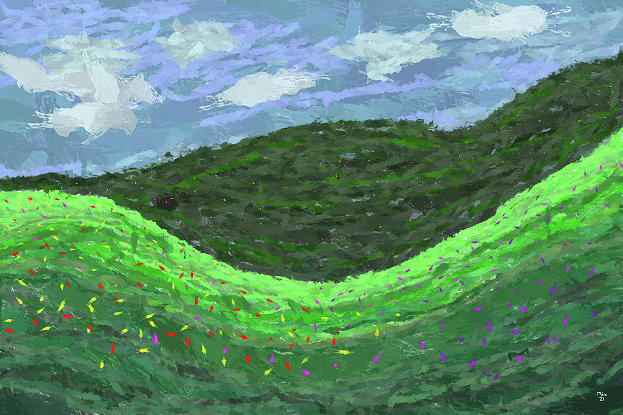 Rolling Hills And Wildflowers Digital Art