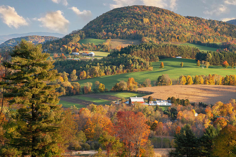 Rolling Hills of Peacham Vermont - Autumn scenic Photograph by Photos by Thom