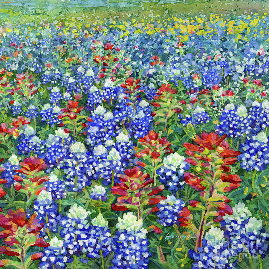 Rolling Hills Of Wildflowers - Bluebonnet And Indian Paintbrush 1 Painting