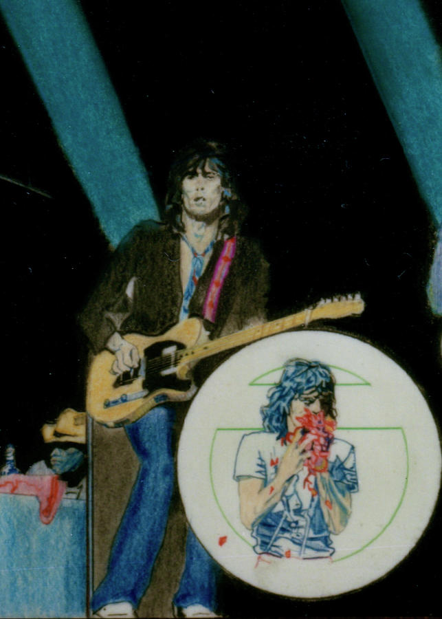 Rolling Stones Live - Keith Richards And Mick Jagger - detail Drawing by Sean Connolly
