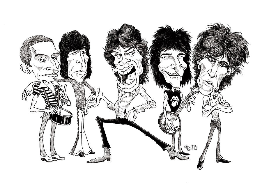 Rolling Stones Drawing by Mike Scott