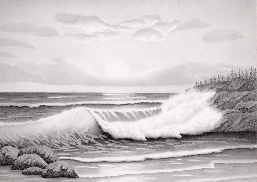 how to draw ocean waves with pencil