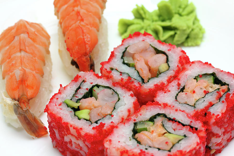 Rolls And Sushi Close-up Photograph by Mikhail Kokhanchikov