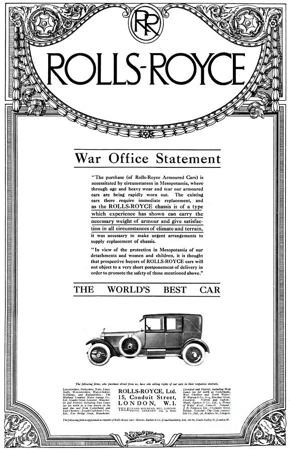 Rolls-Royce Advertisement, 1921 Drawing by Granger