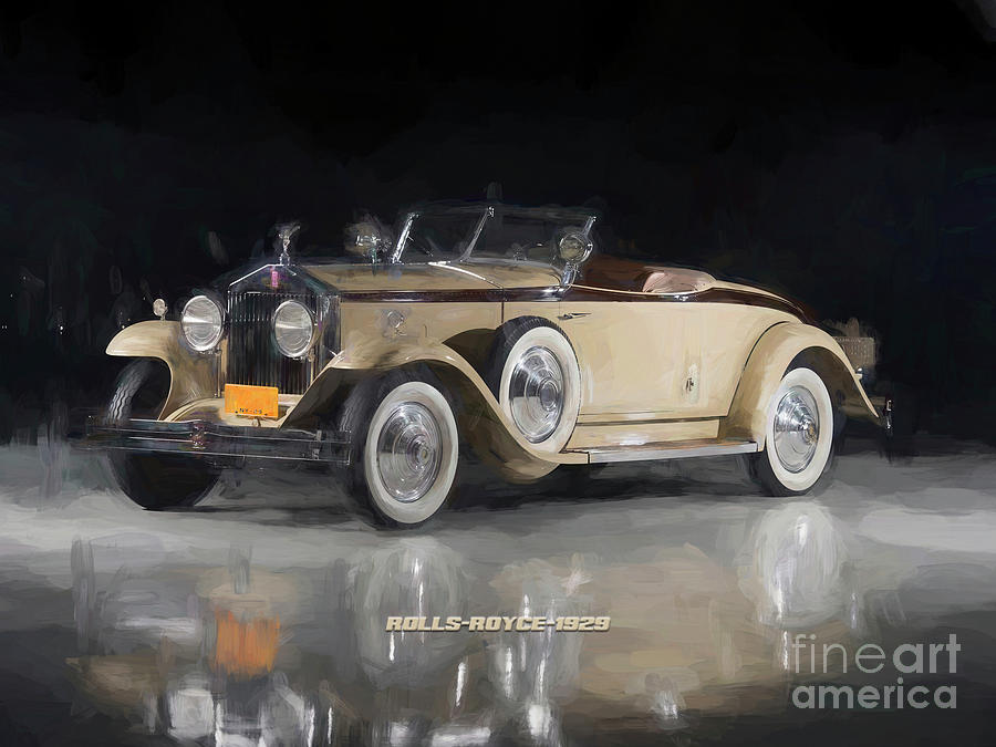 Rolls Royce Retro 1929 in watercolor Digital Art by Vi Art