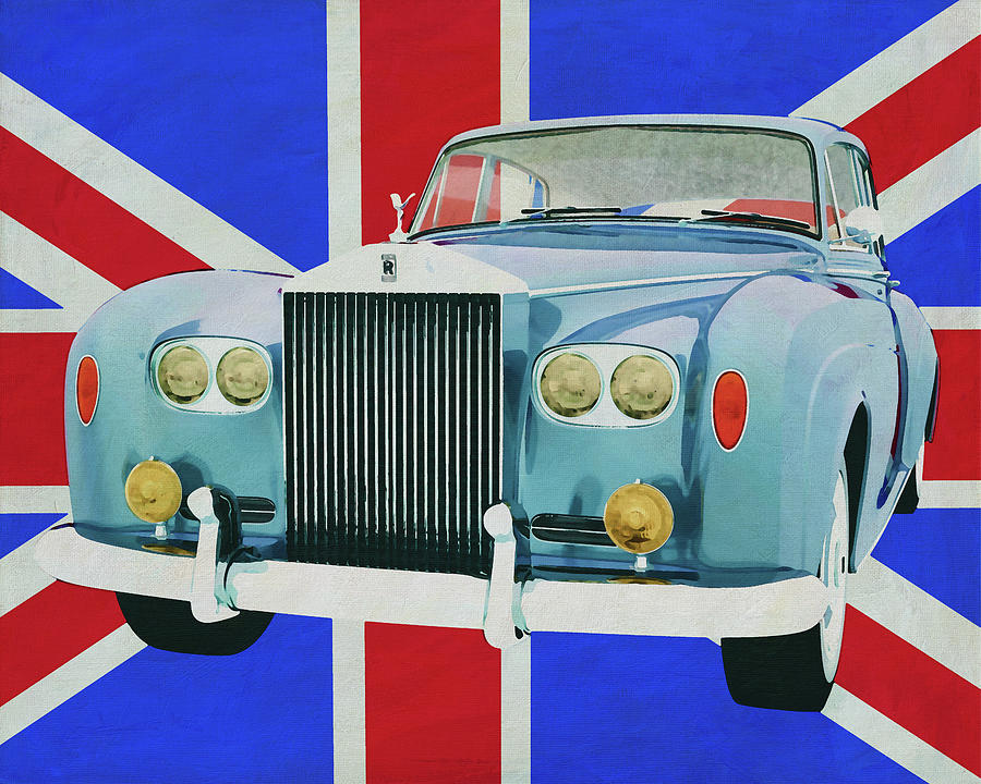 Rolls Royce Silver Cloud in front of the Union Jack Painting by Jan Keteleer