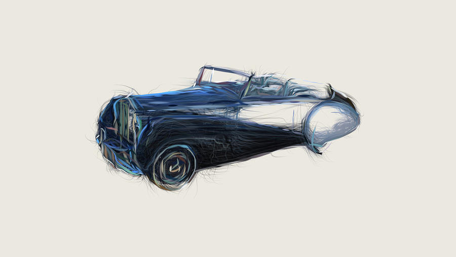 Rolls Royce Silver Dawn Drophead Drawing Digital Art by CarsToon Concept