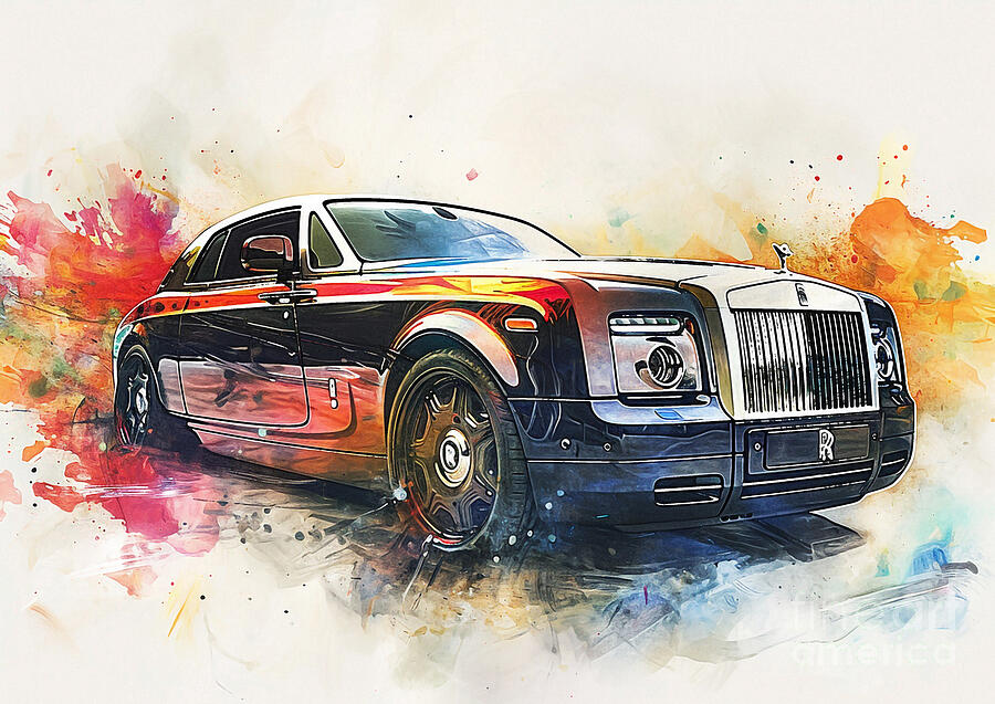 Luxury Car Painting - RollsRoyce Phantom Coupe Celestial auto vibrant colors by Clark Leffler