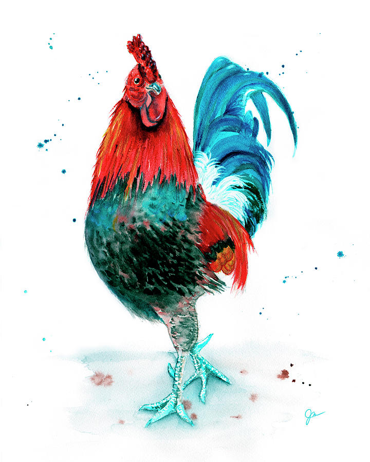 Rolly Rooster Painting by Jeanette Mahoney