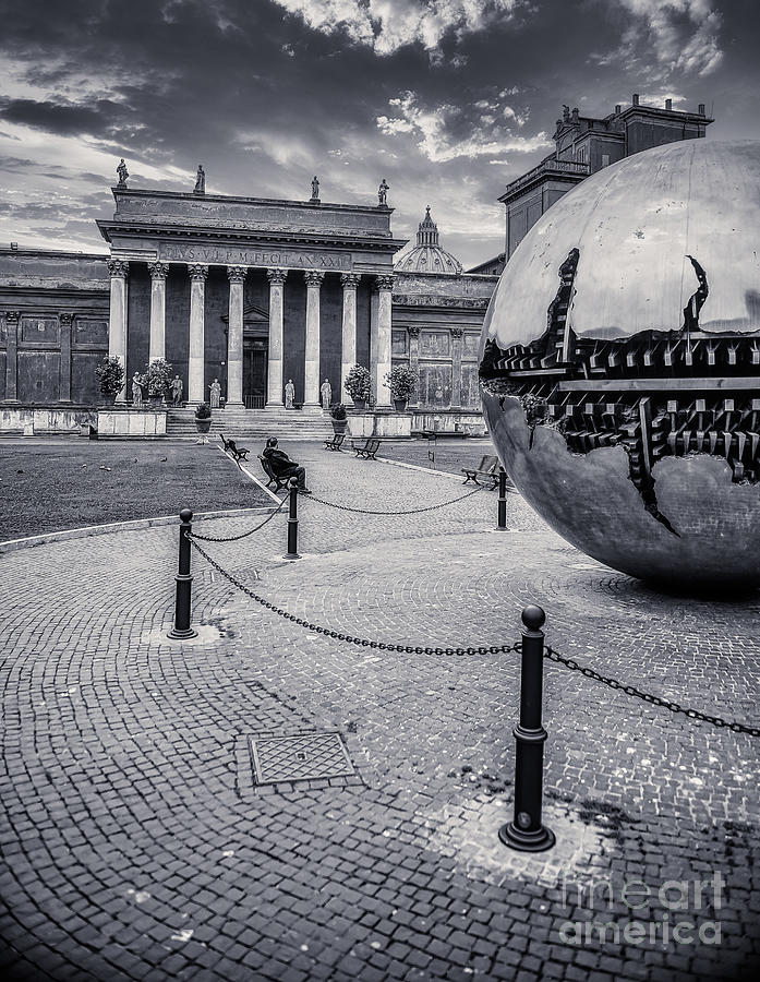 Roma and Vatican BW - Giant Fractured Sphere  Photograph by Stefano Senise