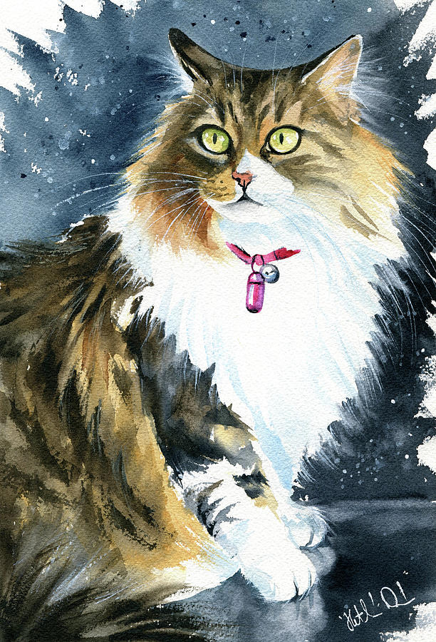 Roma Fluffy Cat Painting Painting by Dora Hathazi Mendes