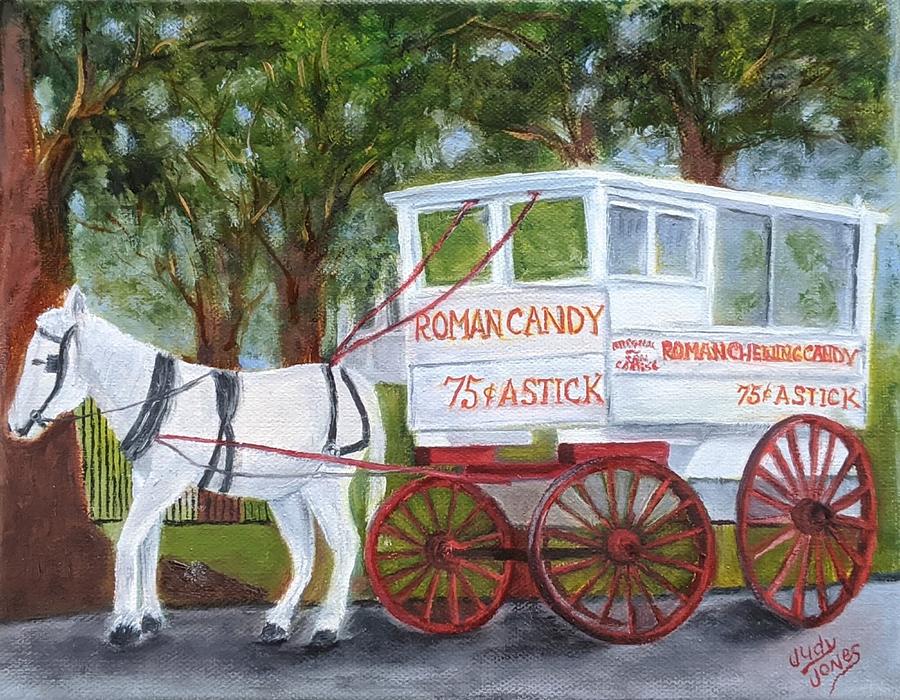 New Orleans Painting - Roman Candy Man by Judy Jones