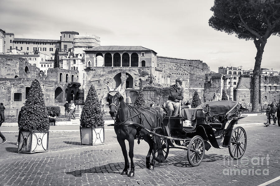 Roman Carrozzella Wall Art -Rome Black and White Photograph by Stefano Senise