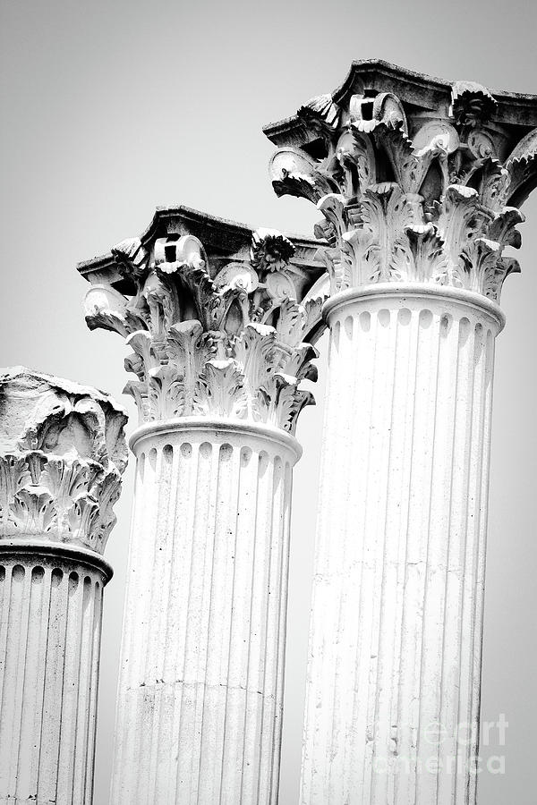 Roman Columns Cordoba Black and White Vertical Photograph by Eddie Barron