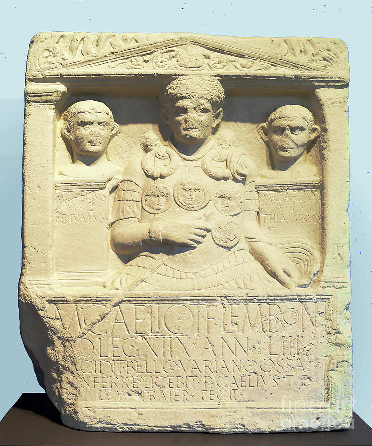 Roman conmemorative stone of Marcus Caelius Photograph by Rudi Prott