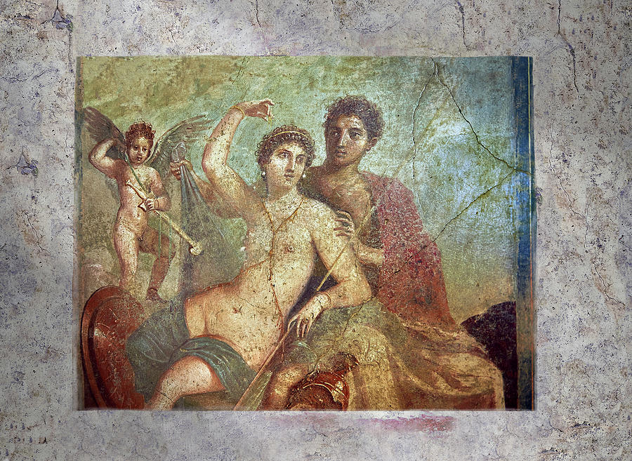 Roman Erotic Fresco of Mercury - Pompeii - Naples National Archaeological Museum  Painting by Paul E Williams