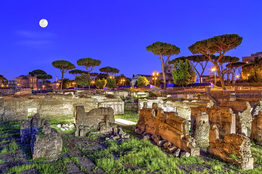 Roman Forum in Rome by night, Italy - HDR Photograph by Elenarts - Elena Duvernay photo