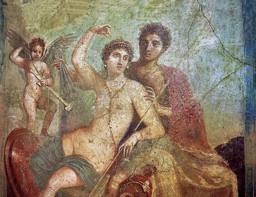 Roman fresco of Venus and Mars - Pompeii - Naples National Archaeological Museum Photograph by Paul E Williams