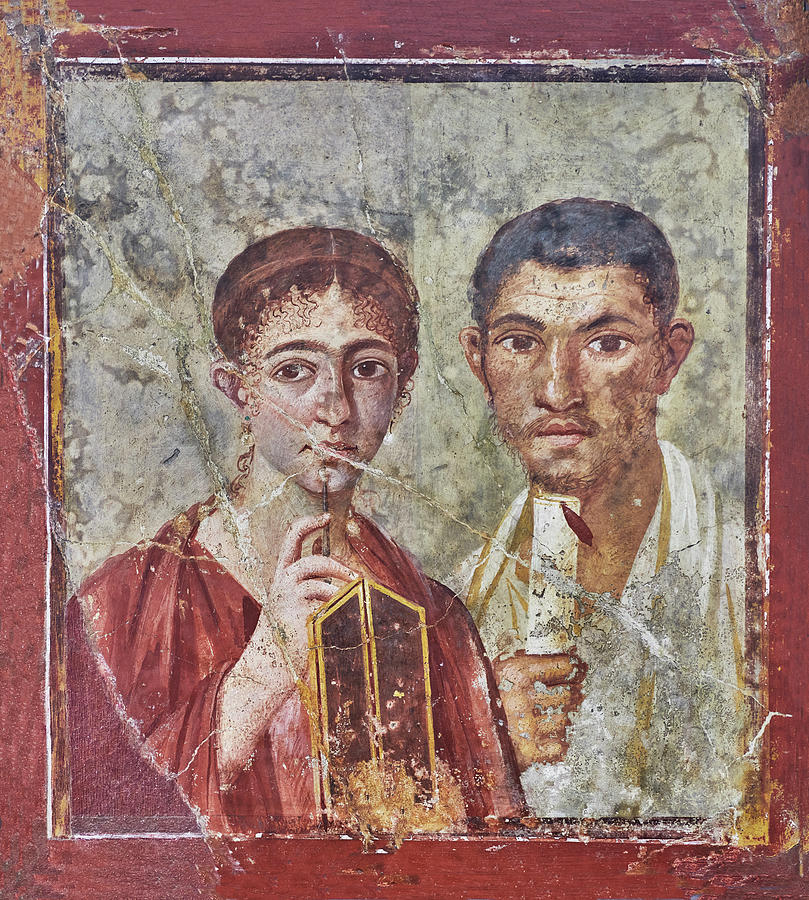 Roman fresco portrait of baker Terentius and his wife -Pompeii - Naples National Archaeological Muse #1 Photograph by Paul E Williams