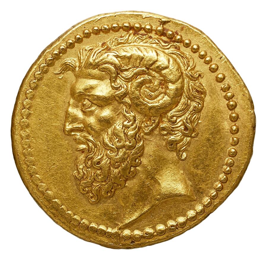 Gold Coins Photograph - Roman Gold Coin Jupiter Ammon  by Vintagety Master