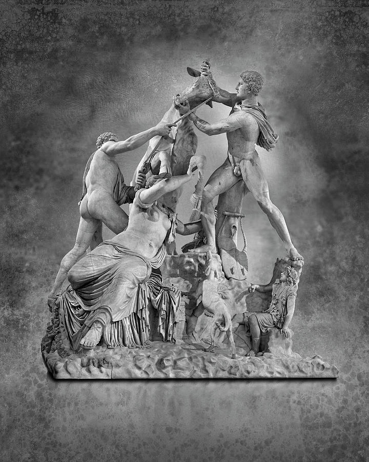 Roman marble sculpture - the Farnese Bull - wall art print by Photographer Paul E Williams  #1 Sculpture by Paul E Williams