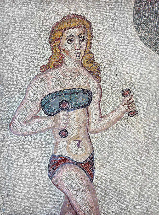 Roman Mosaic of Bikini Girls - Villa Romana del Casale-Sicily  Photograph by Paul E Williams