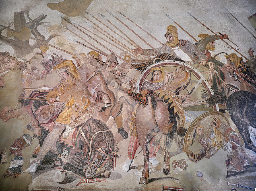 Roman mosaic  of  Darius fighting Aleander the great -  Naples National Archaeological Museum Photograph by Paul E Williams